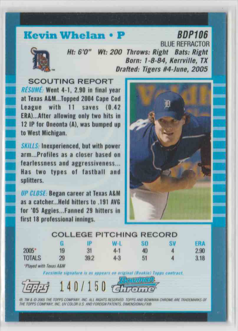 GroverSportCard's tweet photo. 2005 #Bowman #Chrome Draft Blue Refractors #KevinWhelan Fy #BDP106 140/150 #retweet #ebay https://t.co/G992kUo7Sp https://t.co/l5mMjHJcMW