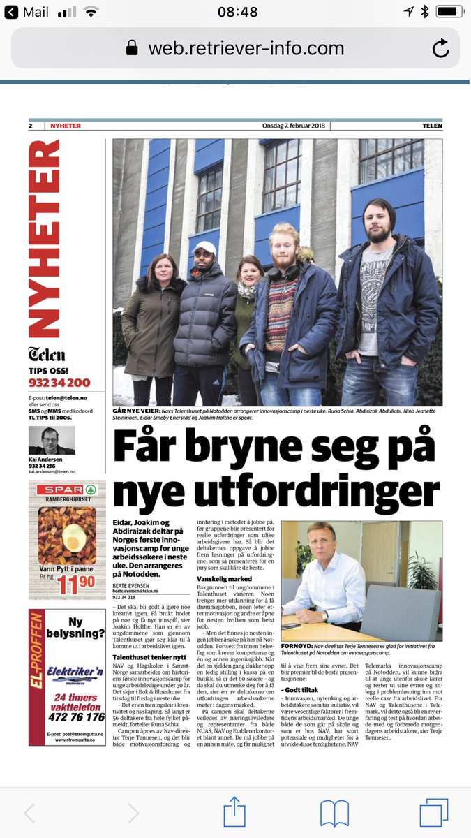 tetonnes's tweet photo. Nav i Telemark med innovasjonscamp for arbeidssøkende ungdom -Talenthusene samles på Notodden https://t.co/Bw6zsZS4fr