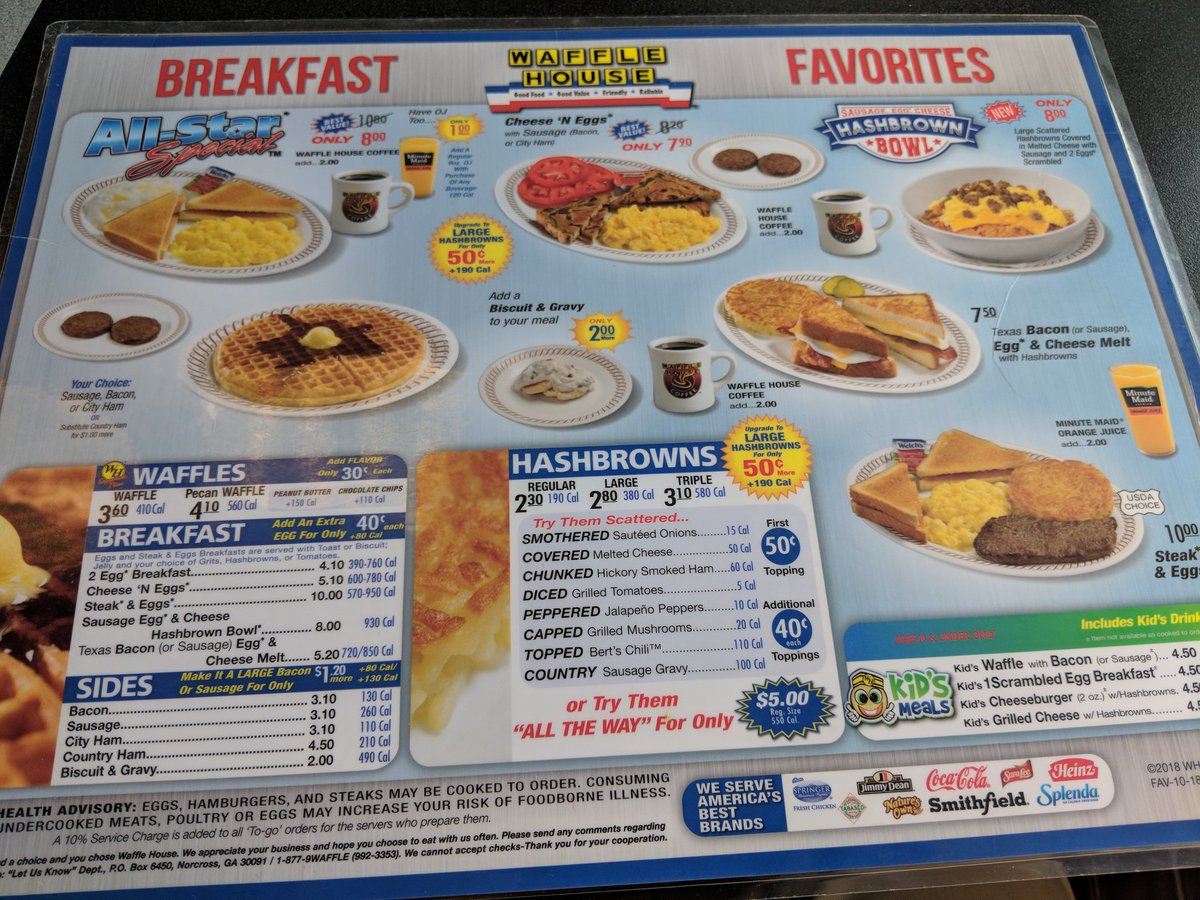 waffle house menu prices