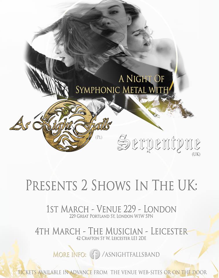 London, Leicester! We can't wait to see you with <a href="/Serpentynemusic/">SERPENTYNE</a>! <a href="/MetalSympho/">Metal Symphonique</a> @women_in_metal <a href="/femmemetalwebz/">Femme Metal Webzine</a> <a href="/JaquesWes/">Metal Moose Radio</a> <a href="/MetalZone_Biz/">MetalZone</a> @FemaleMetalNews <a href="/MFV_C/">Metal Female Voices</a> <a href="/femetalism/">femetalism</a> <a href="/FemaleMusique/">Female Musique</a> @229thevenue <a href="/LadiesOfMetal/">Ladies of Metal</a> <a href="/SymphonicMettal/">Female Metal Radio</a> <a href="/SymphonicMettal/">Female Metal Radio</a>  <a href="/WomenofMetal/">Women of Metal Official</a>