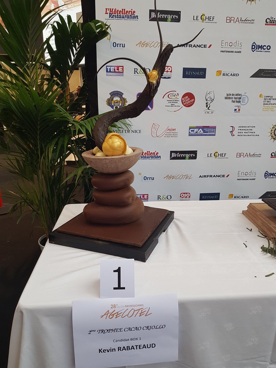 Agecotel's tweet photo. Live @Agecotel : vainqueur du Trophée cacao Criollo sur le thème Ikebana. Bravo au gagnant Kevin Rabateaud https://t.co/vl9vCJwO6g