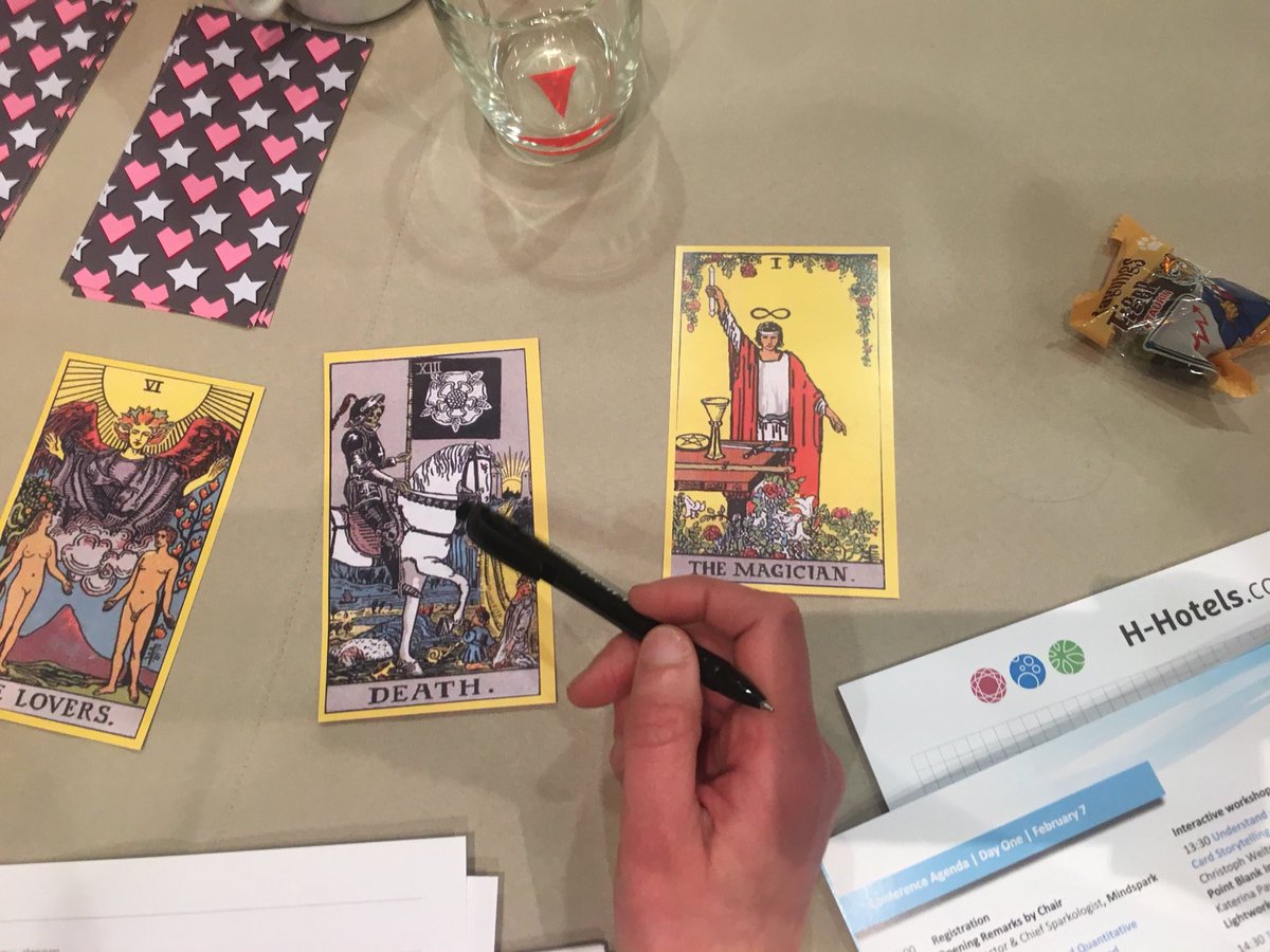 Play, magic and fun of the tarot Qual reading at the interactive workshop - Evolve and Transform #Qual360  <a href="/christophwelter/">Christoph Welter</a> <a href="/pbihq/">Point Blank</a>