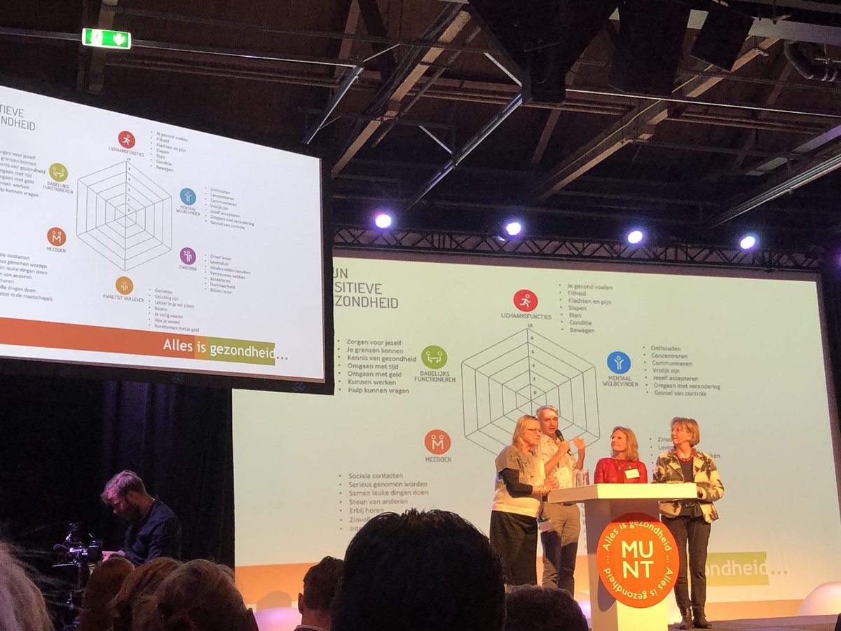 Machteld Hubert met pioniers uit het veld vertellen over de implementatie van positieve gezondheid. Dat past natuurlijk goed op dit congres van @AiGezondheid #aig2018