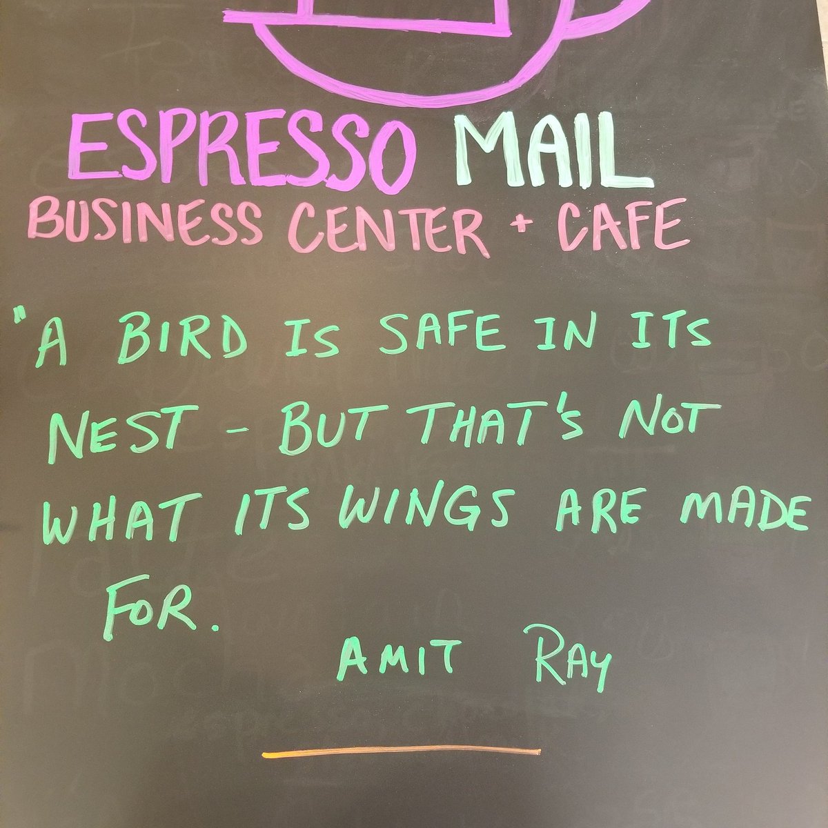 EspressoMail's tweet image. A bird is safe in its nest but that&apos;s not what its wings are made for.  #WednesdayWisdom #keepflapping #wpb #sipnship