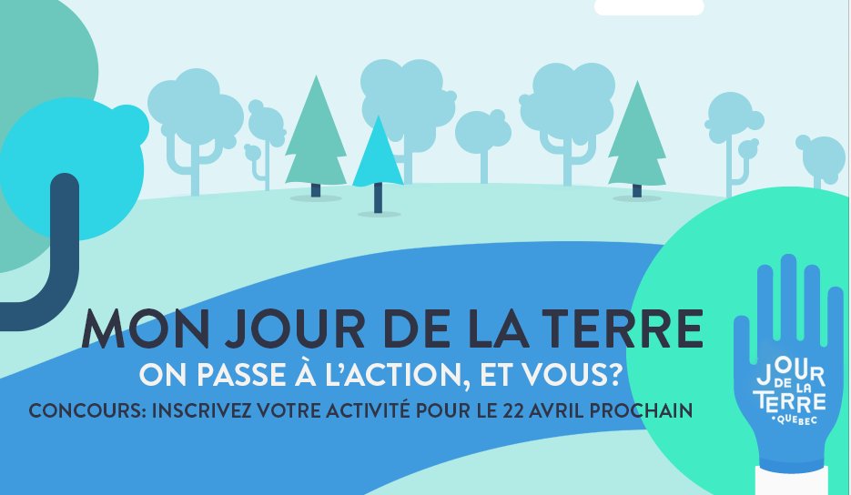 JourdelaTerreCa's tweet photo. [CONCOURS] Participez au concours #Monjourdelaterre en organisant une activité pour souligner le #JourdelaTerre, autour du #22avril. De MAGNIFIQUES prix à gagner! ✌️ 💚✨ https://t.co/HMoHFYt5dM @Mimiandaugust @DruideBio  @thenorthface @VIA_Rail @reseausepaq https://t.co/C7UF9ubRDU