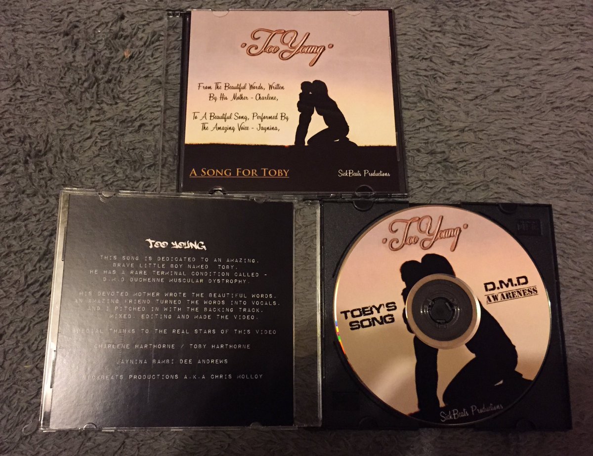 Hartsh1Charlene's tweet photo. Toby's song is now available on cd £4 a cd all proceeds will be donated to #duchenneUK https://t.co/4CK6c8kSZb