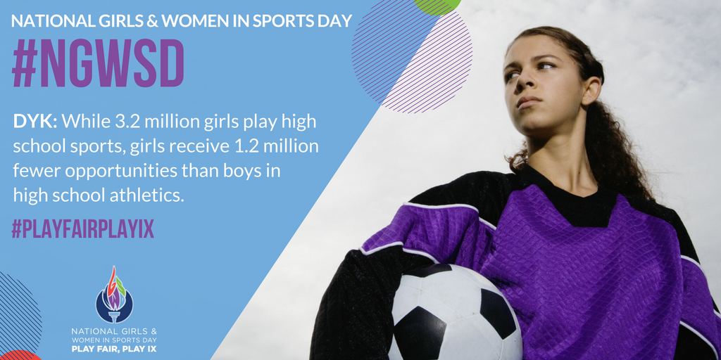 WomensSportsFdn's tweet photo. Happy 32nd National Girls &amp; Women in Sports Day! In every state in our country today thousands will honor the exceptional achievements of girls and women in sports. While we recognize this momentous occasion, we remember the work still left for equality. #PlayFairPlayIX #NGWSD https://t.co/mqUoIXA0Us