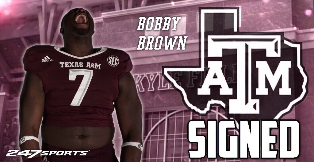 Perroni247's tweet photo. Huge news. Bobby Brown flips from Alabama, has signed with #TAMU. He talks his decision:

https://t.co/okdgrBR3ZO https://t.co/zx66SYTaSc