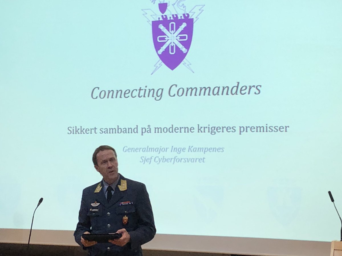 Luftmaktsavd's tweet photo. «Muligheter og begrensninger i et nytt domene for militære operasjoner» av Generalmajor Inge Kampenes @cyberforsvaret @Luftforsvaret #luftmaktseminar2018 https://t.co/RGiG92Y8ws