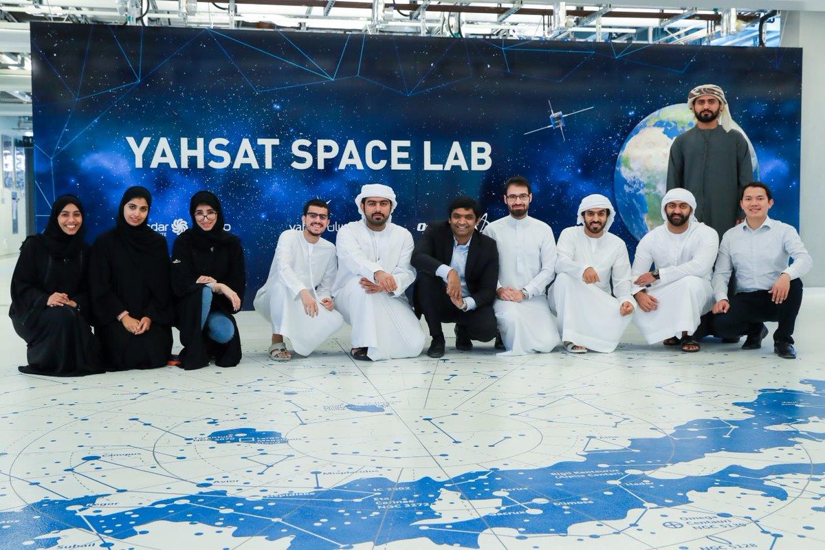 MasdarInst's tweet photo. A #Cubesat developed at #MasdarInst is displayed at the Yahsat Space Lab as part of Innovation Week activities at #KhalifaUniversityofScienceandTech. #UAE_Innovates https://t.co/wl8i8bnMHG