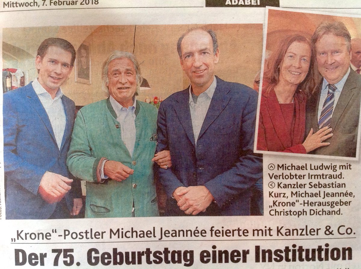 chmelar_dieter's tweet photo. Erstaunliche, geradezu altösterreichische Servilität vor einem geriatrischen Ideologie-Krokodil. Kurz und Dichand wirken wie zwei Pfleger von der Aktion #BetreutesTrinken. https://t.co/JE4pMyVH6v