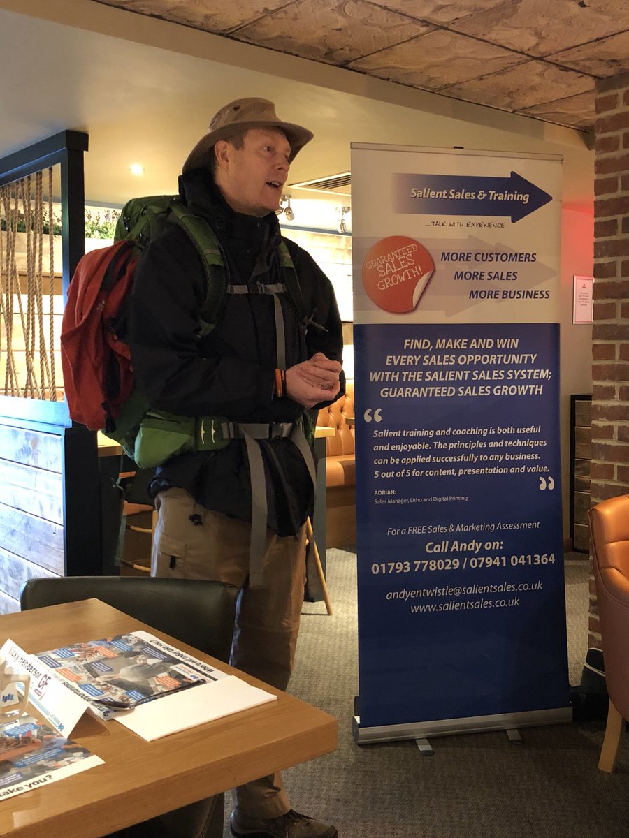 4NCirencester's tweet photo. Could you walk 500 miles in 40 days? Yesterday we heard from John Denley at Find Your Fire @johnvdenley and the lessons learnt that helps every business to succeed. #4nmotw #4n @NkCreditConsult @LoungeDesign @CaroHolidayBee @AlisonWiltshire https://t.co/G2R3OVP1O3