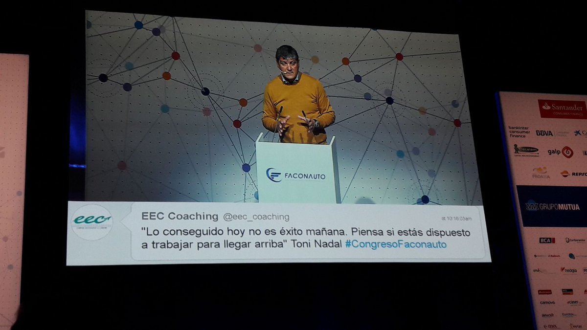 illancs's tweet photo. "Lo conseguido hoy no es éxito mañana" Toni Nadal
RT @eec_coaching #CongresoFaconauto https://t.co/6EW0i8Rneu