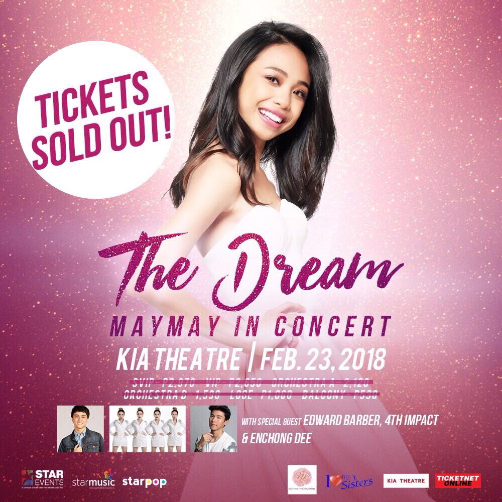 StarMusicPH's tweet photo. Maymay and MayWard fans, let’s do the Skrengge pose now!!! ‘Coz tickets for #MayMayTheDream concert is now SOLD OUT in just less than an hour! See you all at the KIA Theater on Feb. 23 and let’s have a good time with Maymay! #MaymayTheDreamSOLDOUT https://t.co/2pdv1As0NI