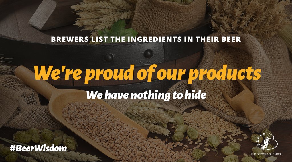 brewersofeurope's tweet photo. #BeerWisdom means putting what's inside on the outside. Europe's brewers are giving consumers the information they have a #RightToKnow.  @EU_Health @V_Andriukaitis https://t.co/yyJtJmsxrt