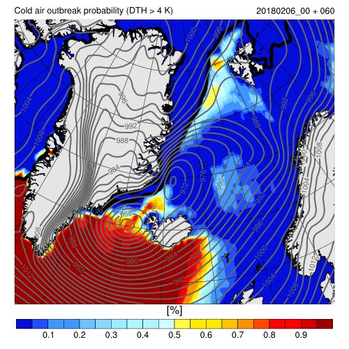 IGPResearch's tweet photo. We expect the first Cold Air Outbreak (#CAO) of the #IGP field campaign to start tomorrow (acc to @ECMWF ensemble prediction and @MetOffice_Sci forecasts)! #PolarPredict #YOPP #YOPPextraobs https://t.co/RmGQ641Pn3