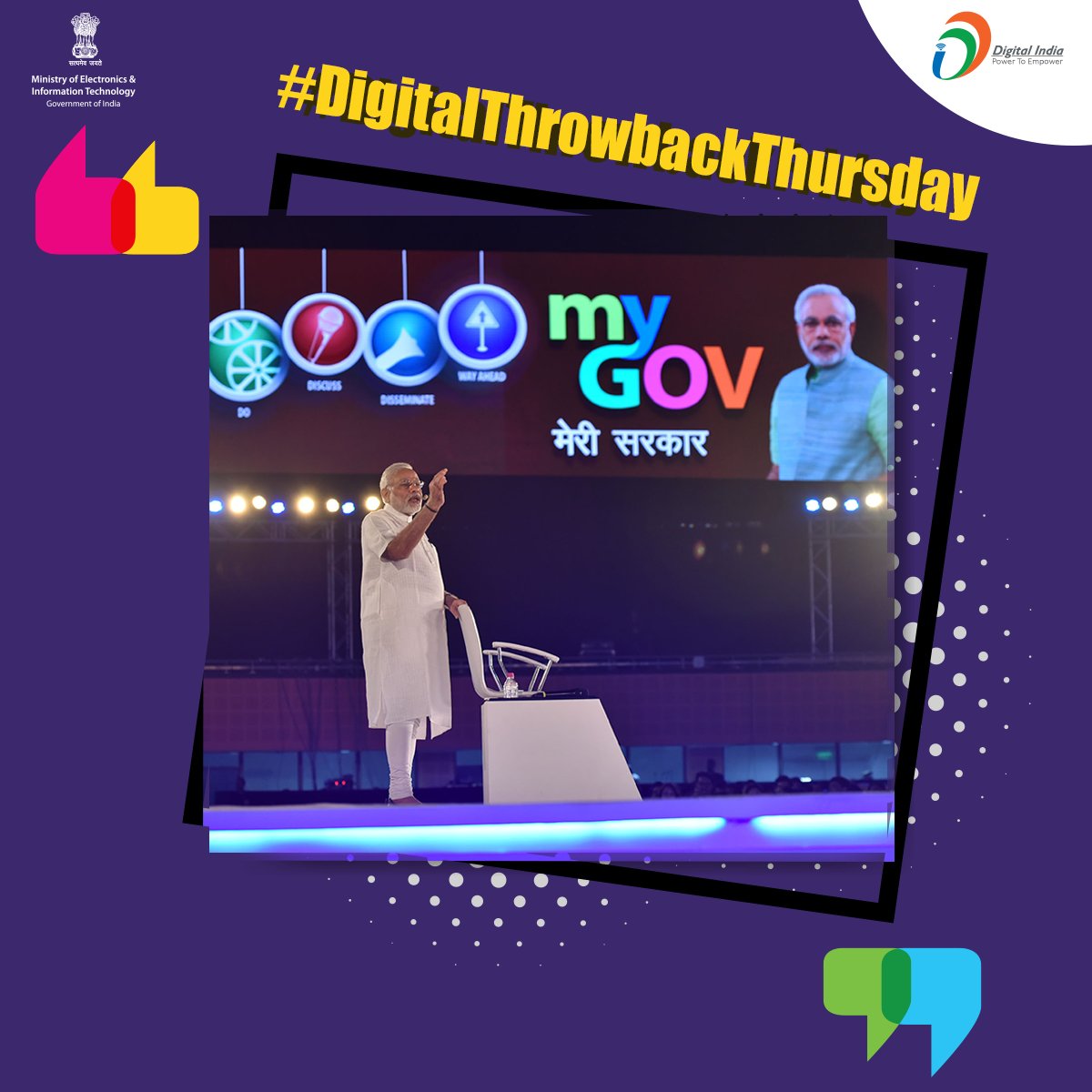 _DigitalIndia's tweet photo. #DigitalThursdayThrowback | Looking back at one of the interactive sessions held with PM of India - Narendra Modi on @mygovindia, being the citizen-centric platform empowers people to connect with the Government & contribute towards good governance.
#DigitalIndiaArchives https://t.co/Pmd3hSKf20