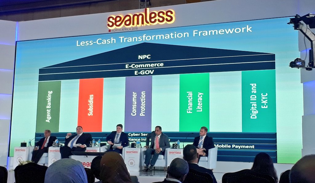 Egypt's national "Less-Cash" strategy includes agent banking and digital KYC as key pillars, with #mobilepayments a primary focus - Ayman Hussein, Central Bank of Egypt #seamlessNA #financialinclusion
