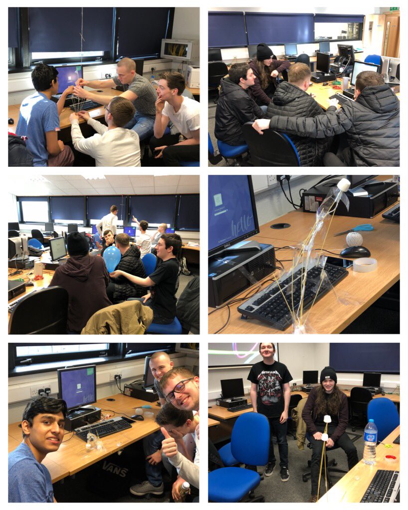 mcrae_claire's tweet photo. Having lots of fun - and eating far too many #marshmallows - this morning @NCLanarkshire with the #HNCComputing class doing the #TeamWorking #MarshmallowChallenge https://t.co/iJ1bDLWWiq