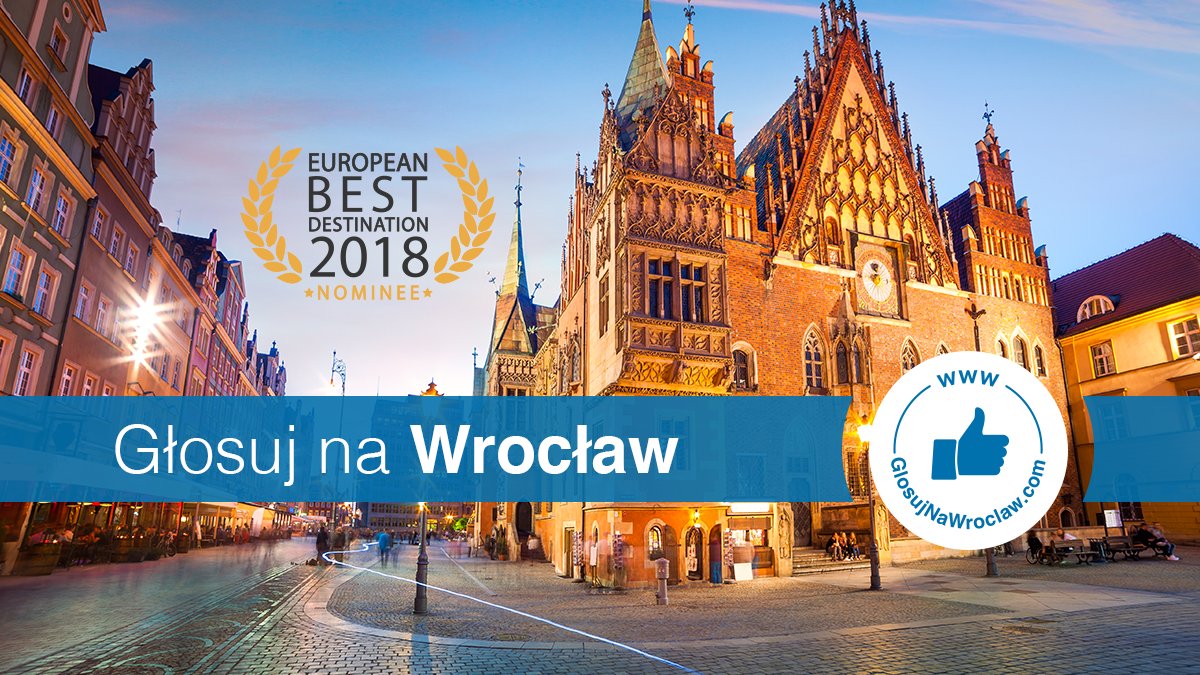 technolog_park's tweet photo. #Wroclaw to jedyne polskie miasto nominowane do prestiżowego tytułu European Best Destination 2018! Głosowanie trwa tylko do jutra. Wejdź na ➡️https://t.co/bfl5eJUdLb.
#GłosujNaWrocław #Vote4Wro #EBD2018 #WroclawEBD2018 https://t.co/lZek81aq99