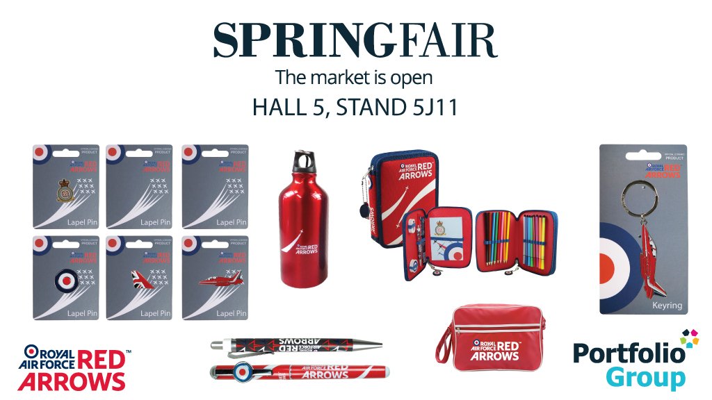PortfolioGrp's tweet image. We have a large range of Red Arrows merchandise with us at stand 5J11 at @SpringAutFair, so pop down for a look! #SpringFair