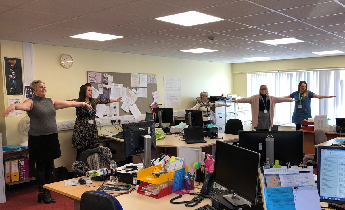 People_OD_UHMB's tweet photo. Employment Services at FGH doing their daily exercise routine!💪#flourishatwork #leadbyexample #UHMBT https://t.co/fkmc39WvtR