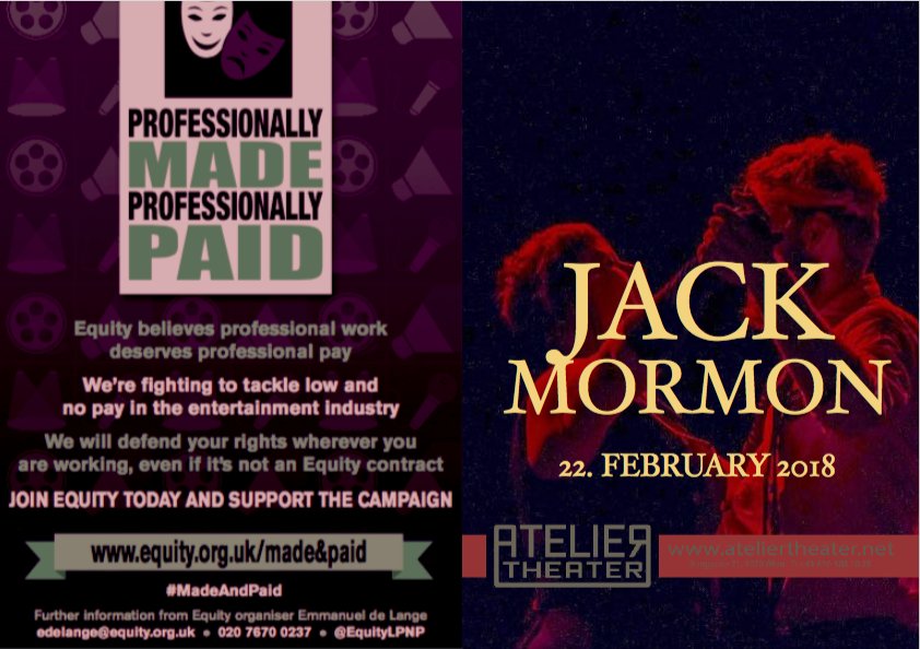 #JackMormon is back with yet another addition to our wonderful ensemble. If you missed the show last time, you can now pre-order at a discount! Looking forward to having you there!
ateliertheater.net/theater/jack-m…
#vienna #wien #theater #kunst #kultur #ateliertheater #performanceart #lds