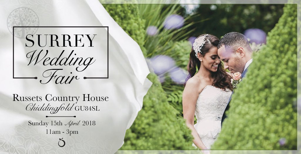 <a href="/RussetsWeddings/">RussetsCountryHouse</a> 
Surrey Wedding Fair
15th April 2018 11am - 3pm

Exclusive exhibitors - Unique ideas - Innovative concepts

Please let us know in advance if you intend to attend.

Free Entry - no ticket required.