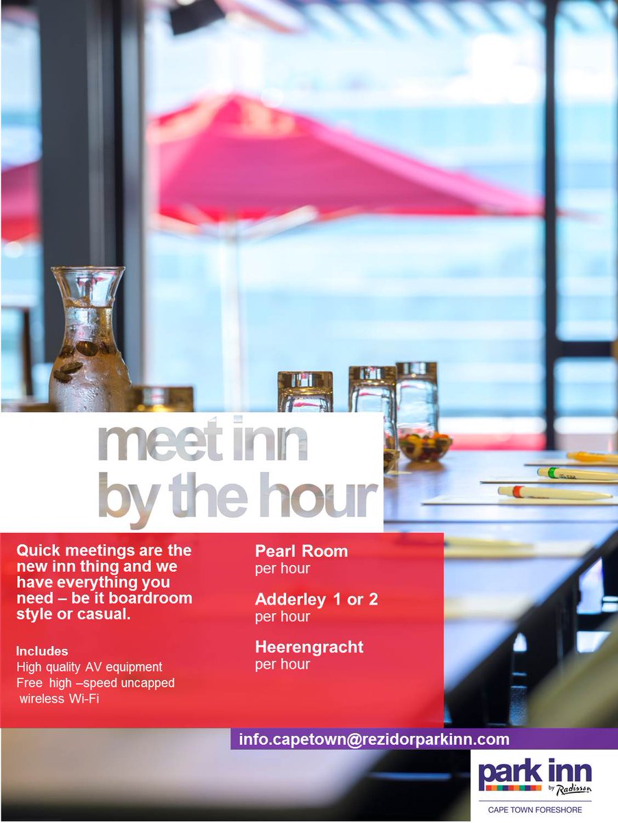 Let us take care of your meeting needs, making for an uncomplicated experience!
Bookings can be made online: https://t.co/70mmLbOJFe or via email: info.capetown@rezidorparkinn.com
Tel: (021) 427 4800 https://t.co/N6J76G9zif