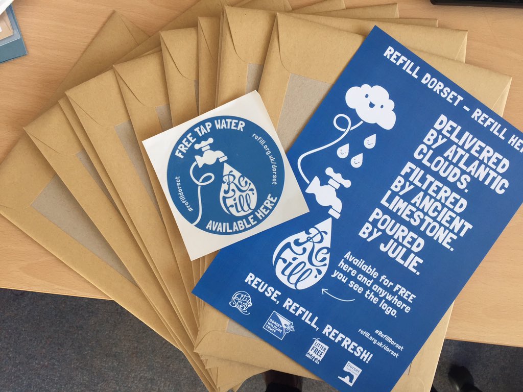 LitterFreeDrst's tweet photo. Excited to be sending out a big pile of #Refill stickers to #local #businesses in #Dorset today! Want to sign your business up too? Get in contact! https://t.co/2BiccP3dmS
