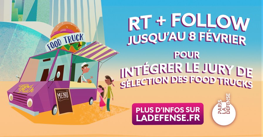 ParisLaDefense's tweet photo. CONCOURS - 3 chanceux pourront bientôt se régaler ! RT + FOLLOW pour faire partie du jury qui testera et choisira les 18 nouveaux #FoodTrucks 🍔 de Paris La Défense ! 🏙️ Plus d'infos ➡️https://t.co/sgeIwbHgqF #LaDéfense https://t.co/fhZytsBQKL