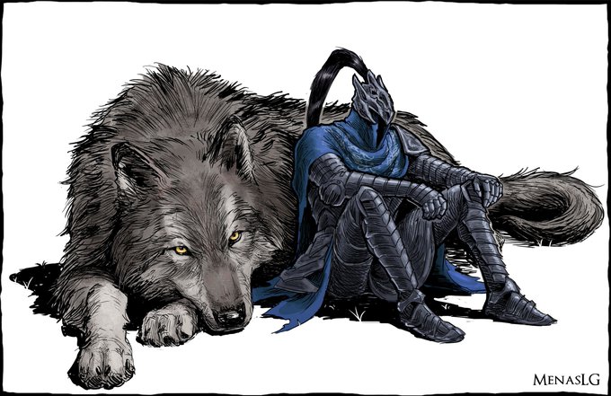 Artorias and Sif, commission work 