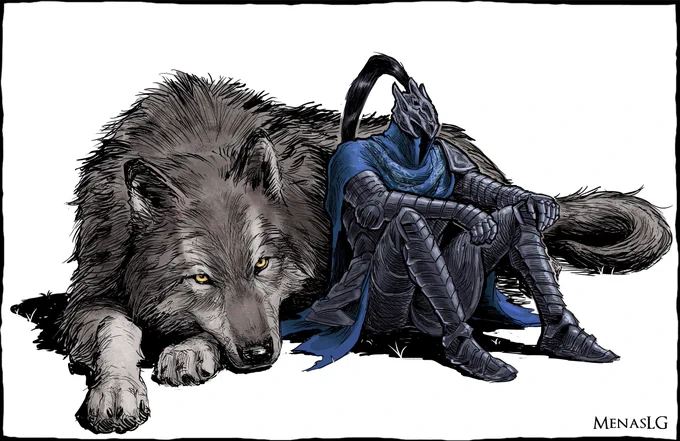 Artorias and Sif, commission work 