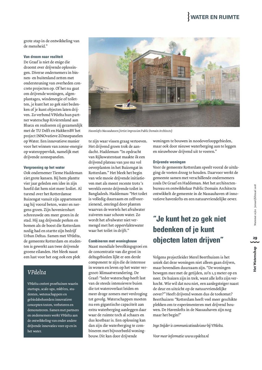 VPdeltaNL's tweet photo. Is drijvend bouwen de oplossing voor groeiende steden en stijgende zeespiegel? Een blik hierop in de kersverse #DeltaStory "Een zee aan ruimte" #leestip https://t.co/cl5wJpH9fQ https://t.co/vwGNTOpbrg