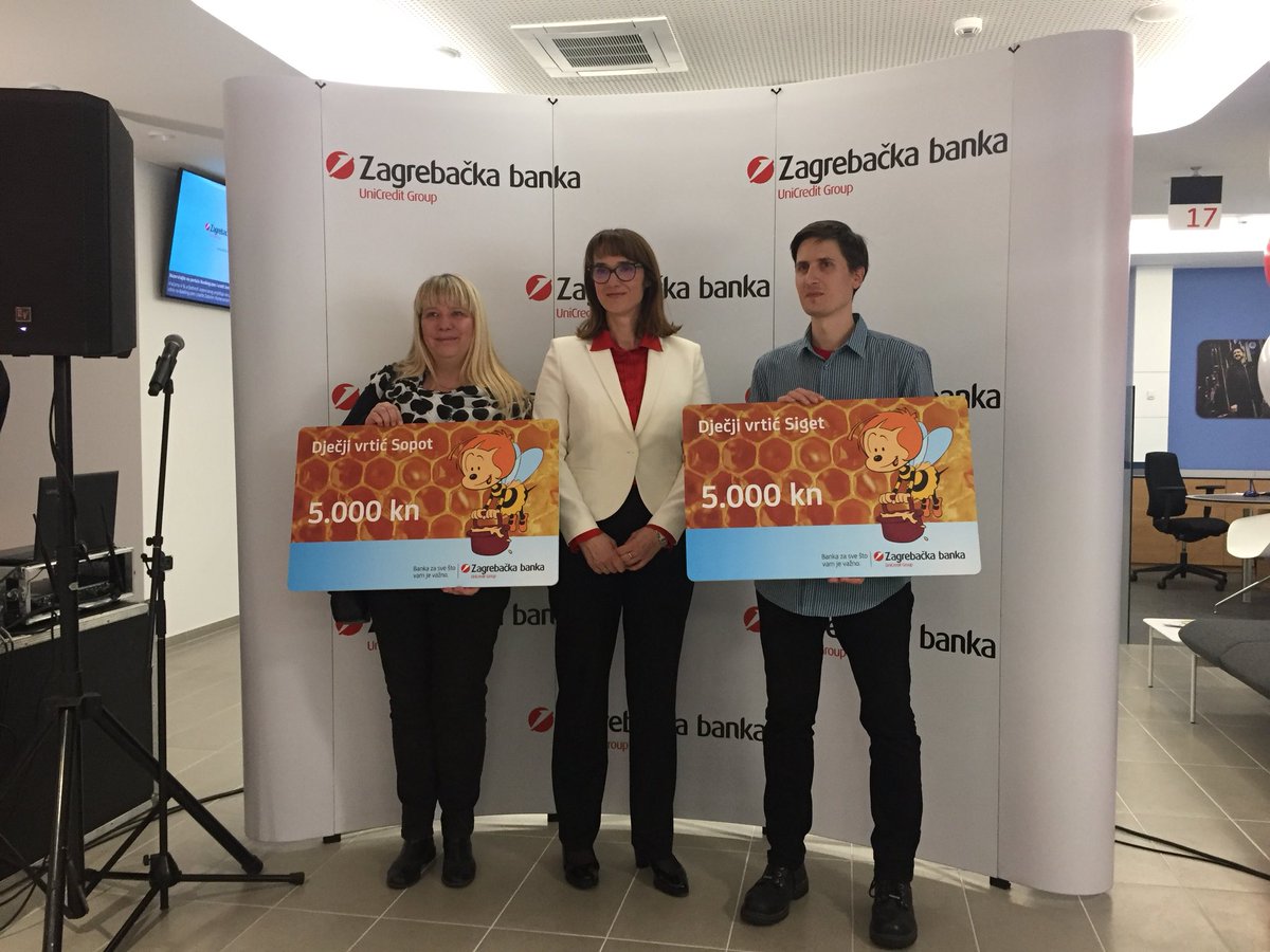 zabaINFO's tweet photo. U povodu otvorenja preuređene poslovnice u Resselovoj, tradicionalno smo donirali vrtiće u susjedstvu: Sopot i Siget. https://t.co/IFBXKp8MpO