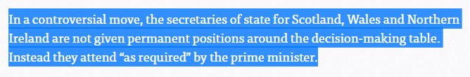 Huge alarms bells about the use of "War Cabinet" to describe the people deciding our approach to Brexit, but the exclusion of Northern Ireland, Scotland & Wales from full representation is unforgivable.This is  #EngCon in full flow.  #BrexitBrother  https://www.politico.eu/article/theresa-mays-brexit-war-cabinet/