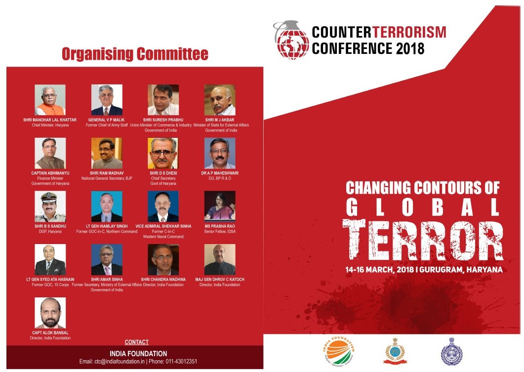 CT_Conference's tweet photo. "Terrorism is a persistent global threat that knows no border or nationality and is a challenge that the international community must tackle together."

#CTC2018
Counter-Terrorism Conference 2018
14-16 March 2018
Gurugram, Haryana

Registration Link :
https://t.co/z1rfdeE9CL https://t.co/Di2ZZubHQy