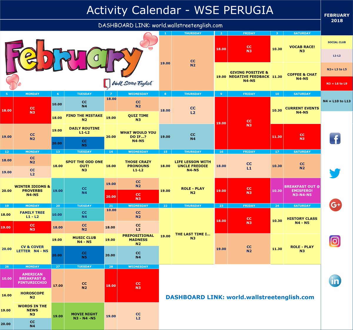 WSEPerugia's tweet photo. Get the most of our Activity Calendar! #wseperugia #calendar #february https://t.co/N5wqmDL9KO