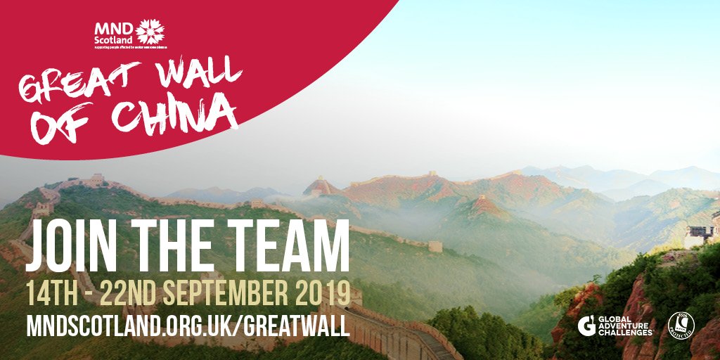 MNDScotland's tweet photo. We're going to China!!! ✈️🌍🇨🇳🏮😍

We’re so excited to launch our next overseas fundraising challenge to the Great Wall of China in September 2019! #MNDGreatWall19

Join the team for this once-in-a-lifetime challenge to help #CureMND❤️

Info: https://t.co/eqxsBVTJYM https://t.co/R4O5B3vPab
