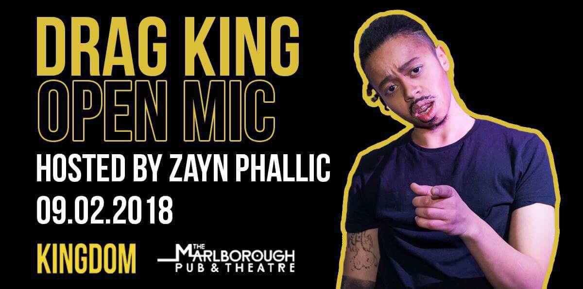 KINGDOMbrighton's tweet image. Our #dragking open mic is BACK at @marlboroughbtn THIS FRIDAY! With brand new host Zayn Phallic! It's FREE. Show from 9pm. Get there early to grab a drink and save a spot. facebook.com/events/1959574… #Brighton