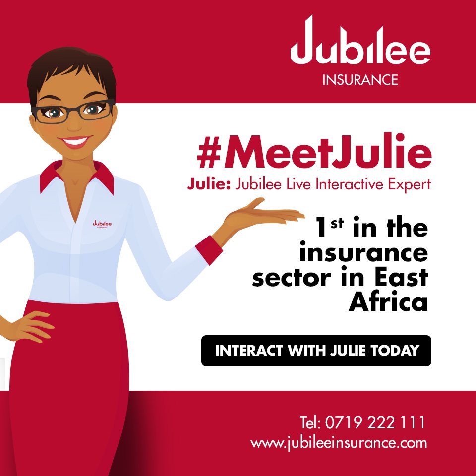 JubileeGroupKE's tweet photo. Julie is the 1st Chat assistant of her kind in the Insurance industry and in East Africa. Click https://t.co/FHCxbZuqXR to #MeetJulie #LiveFree https://t.co/6xO1lAeM0B