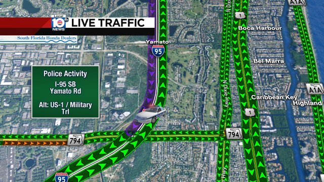 Heading to Broward? Police activity in Boca Raton has I-95 SB shut down near Yamato Rd #trafficalert https://t.co/gQKn8KxThq