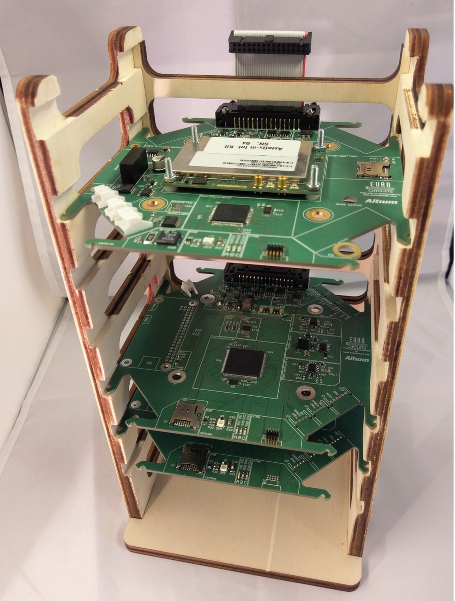 daretudelft's tweet photo. #ElectronicsWeek @StratosIII 's flight computer is housed in the nosecone, consisting of 7 stacked printed circuit boards (PCBs). Together, the PCBs control the flight on their own and decide for example on critical moments like separation and parachute deployment! https://t.co/NEVacCPkOZ
