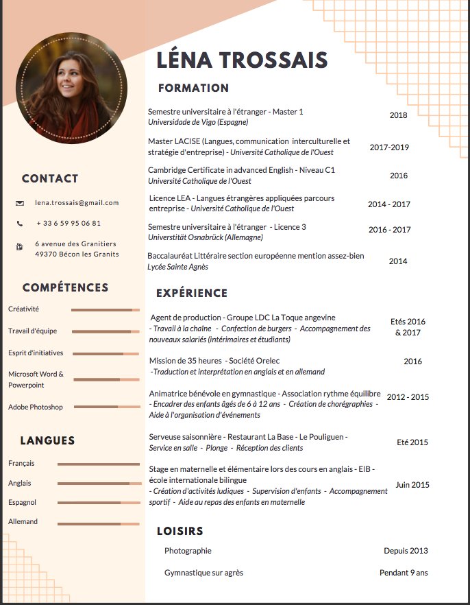Reseau_All's tweet photo. Qui dit février, dit nouveau CV ! La team all ne vous oublie pas et partage avec vous aujourd'hui un nouveau profil.

BE LÉNA, BE ALL, BE PRO

BE YOU, BE ALL, BE PRO

https://t.co/5pNnH5TLlu

#allPROFESSIONAL #BEYOUBEALLBEPRO #recherchestage https://t.co/Yd1C9E0UCy