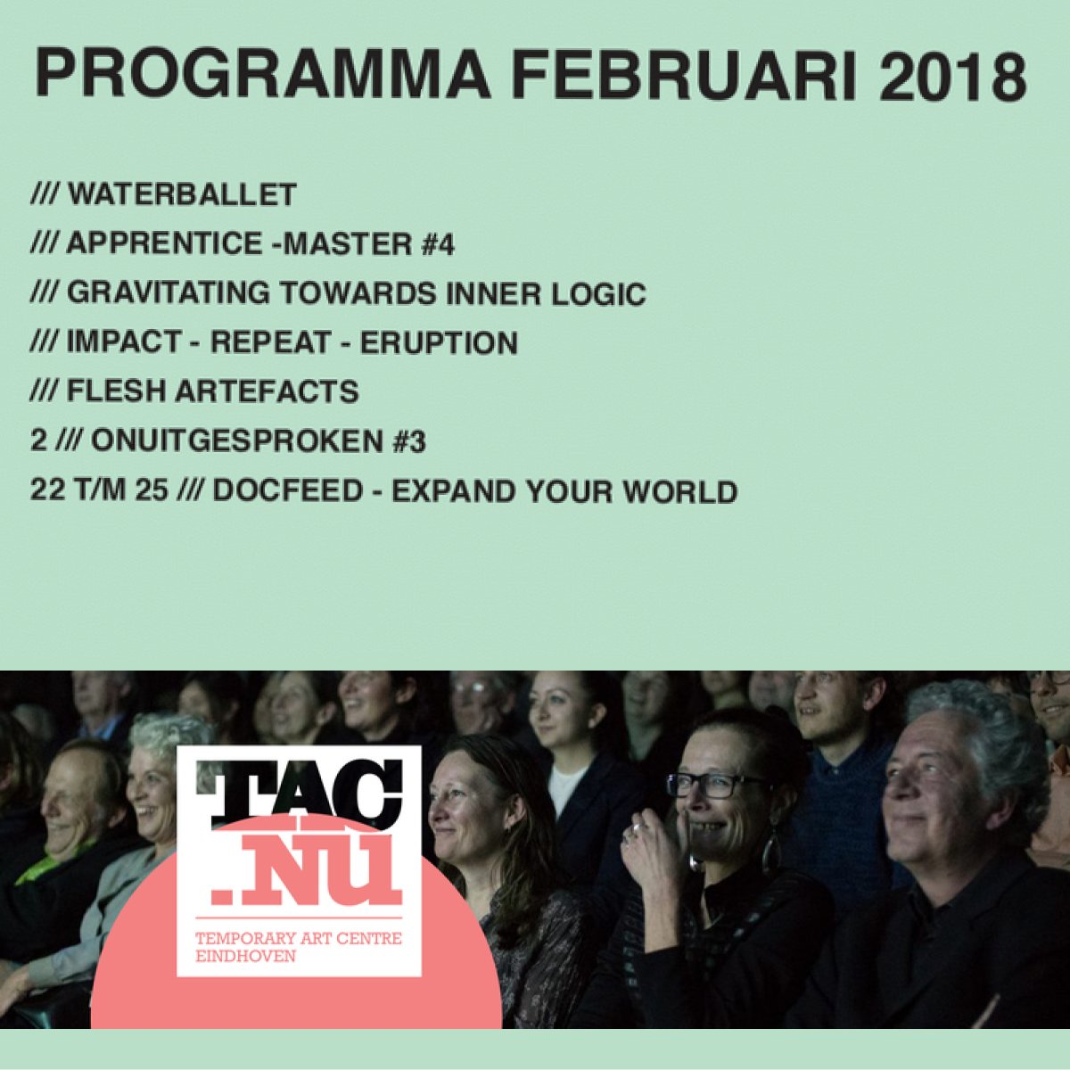 Het programma van deze maand staat vol met mooie documentaires en expo's. Buiten is het koud. Kom jij bij ons binnen opwarmen? /// Meer info op: tac.nu/programma