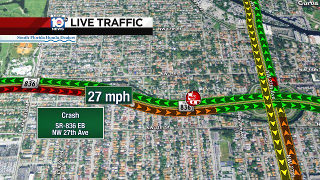 Crash on SR-836 EB approaching NW 27th Ave #traffic https://t.co/OwQsIxbJkv