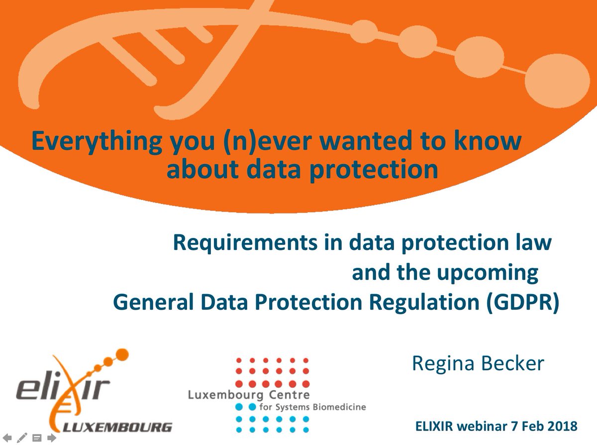 ELIXIREurope's tweet image. Join our webinar on EU General Data Protection Regulation and its impact on reseach data sharing: goo.gl/3RhCJp We are starting in 10 minutes! #dataprotection #GDPR #GDPRJoinTheDiscussion @elixir_lu