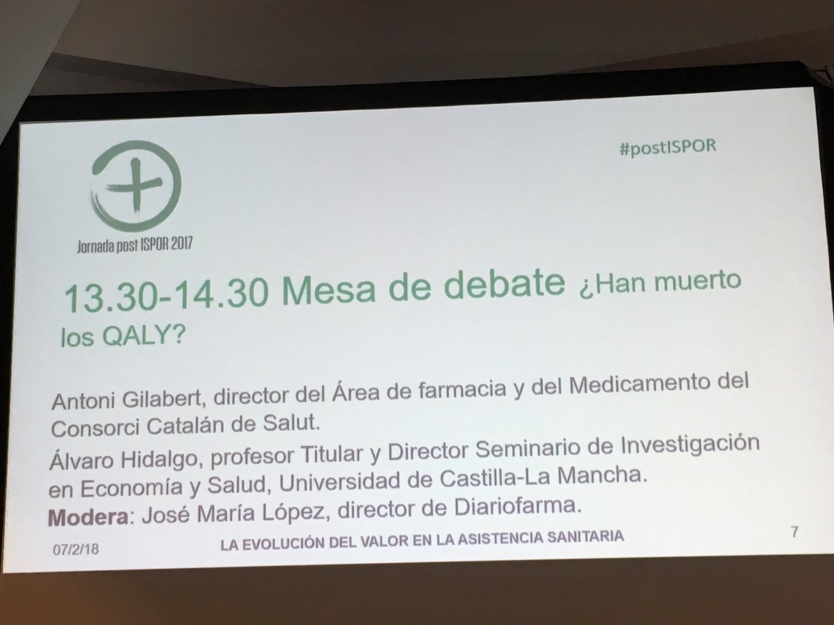 carme_pinyol64's tweet photo. Ultima mesa de la jornada. @ToniGilabert y @alhive1970 nos dirán si los QALY han muerto #PostISPOR https://t.co/JeX5q09XEU