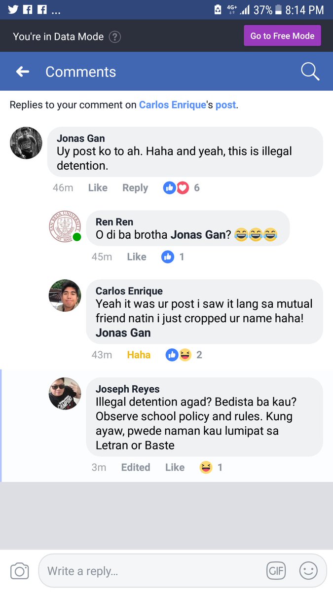 jonasgan's tweet photo. From:
Illegal detention agad? Enjoyin niyo nalang celebration!
To:
Reckless yung nagpost nito, check cybercrime laws.
REAL QUICK.
TKBK LOGIC IS REAL! HAHAHA
#LEAVEGROUP
#SanBedaLOCKDOWN
🙈🙉🙊 https://t.co/ZlXNrj5BQX