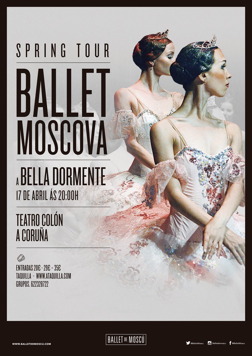 BalletMoscu's tweet image. El #ballet y la magia llega al @TColonCoruna con “La Bella Durmiente”, 17 de abril #Coruña.
Tus entradas en @Ataquilla_com 👉 bit.ly/2BLzw0z
Grupos: 20€ (mínimo 12) Información: 622328722